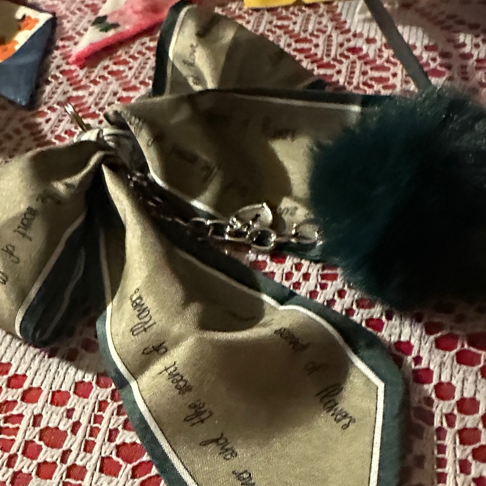 Elegant Green Scarf with Pom Pombag charm